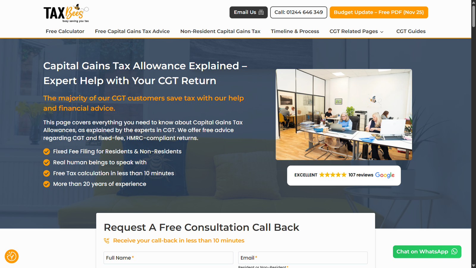 Tax Bees CGT Website Design, Development & SEO