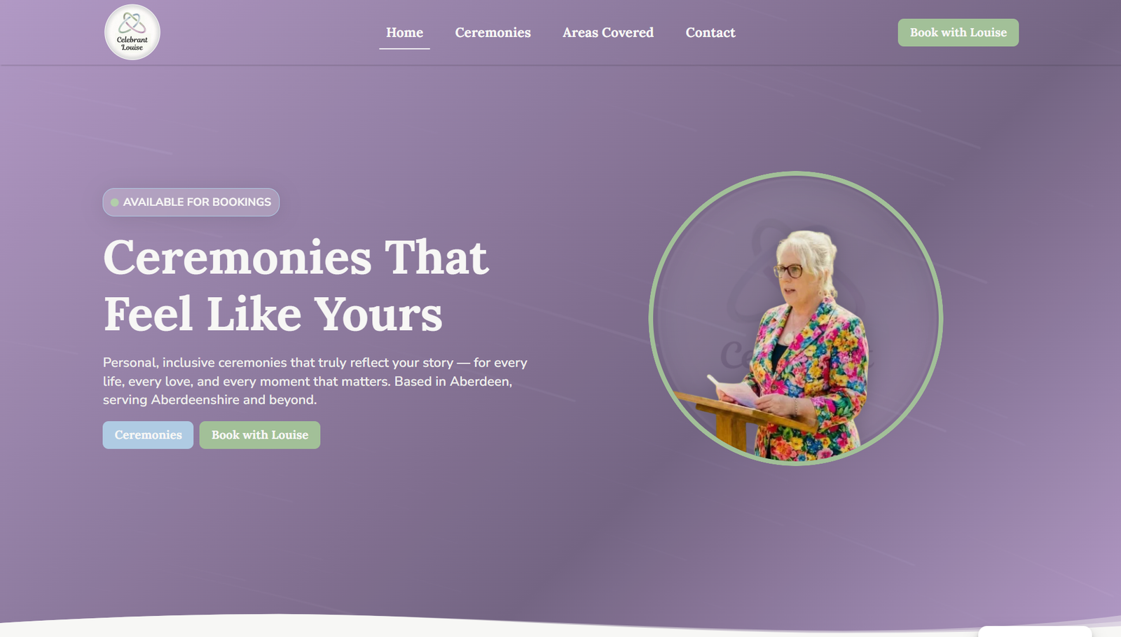 Celebrant Louise Website Build